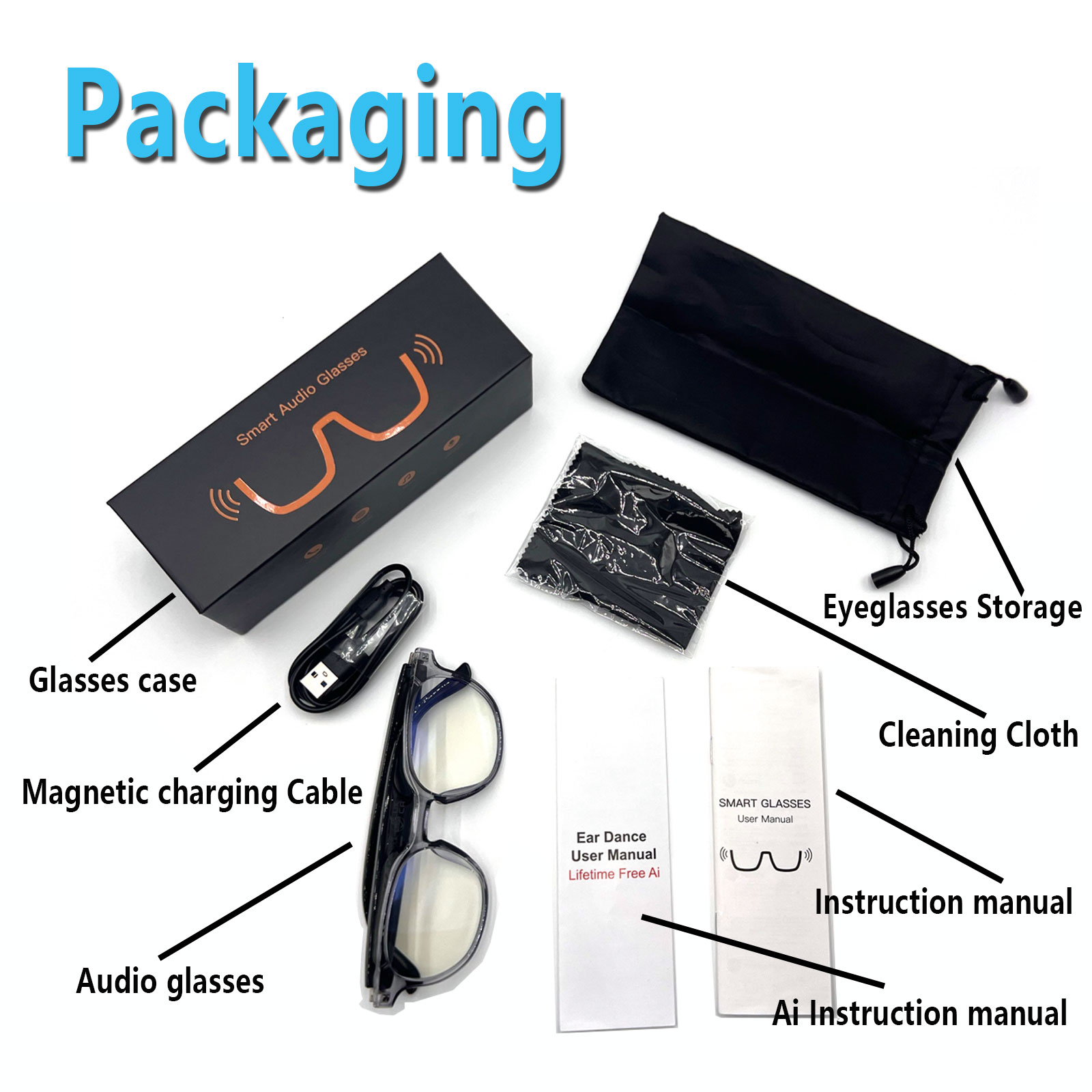 Audio Music Hifi - Lunettes audio intelligentes, traduction en temps